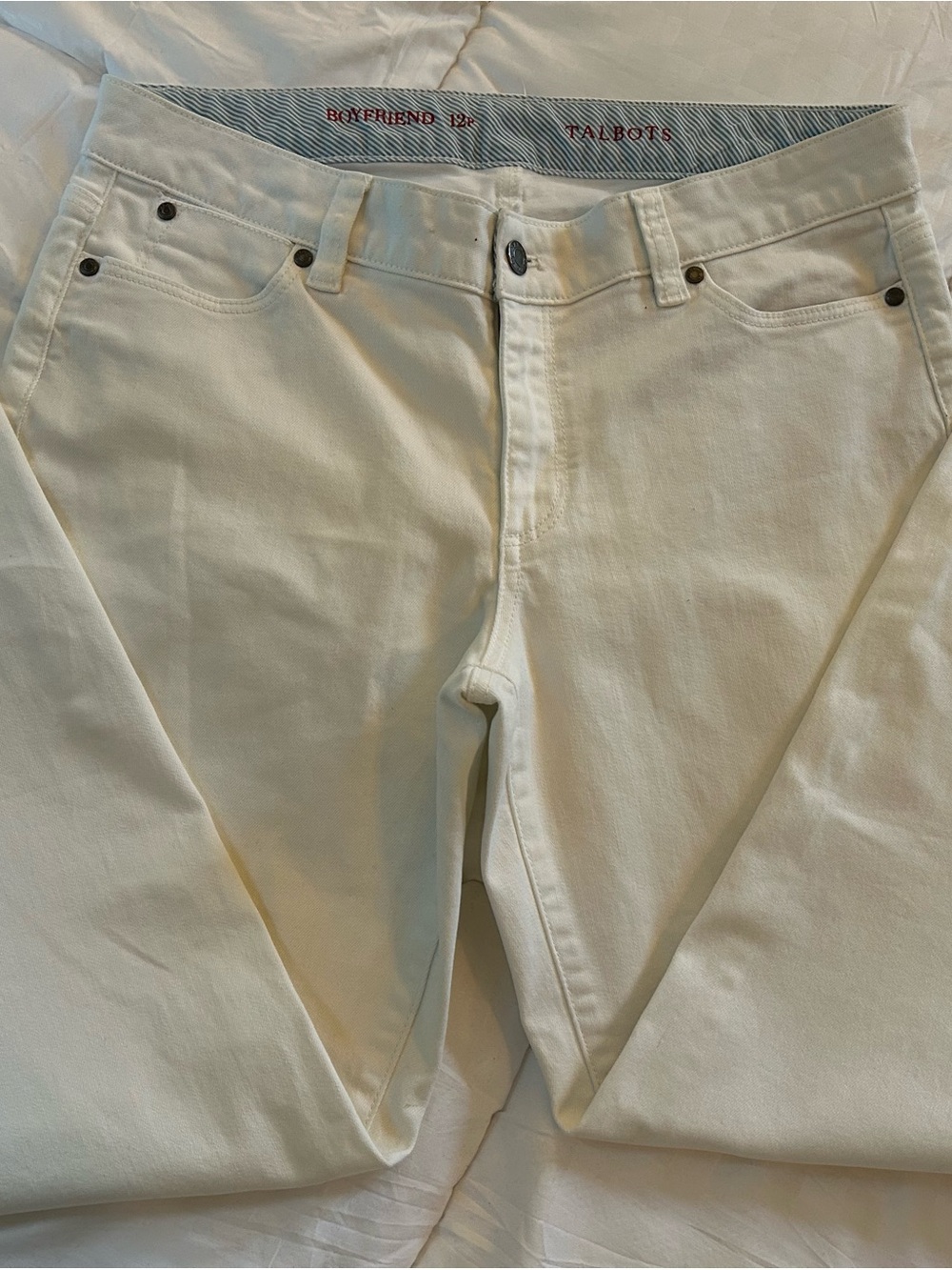 Talbots Slim Boyfriend Jeans - white